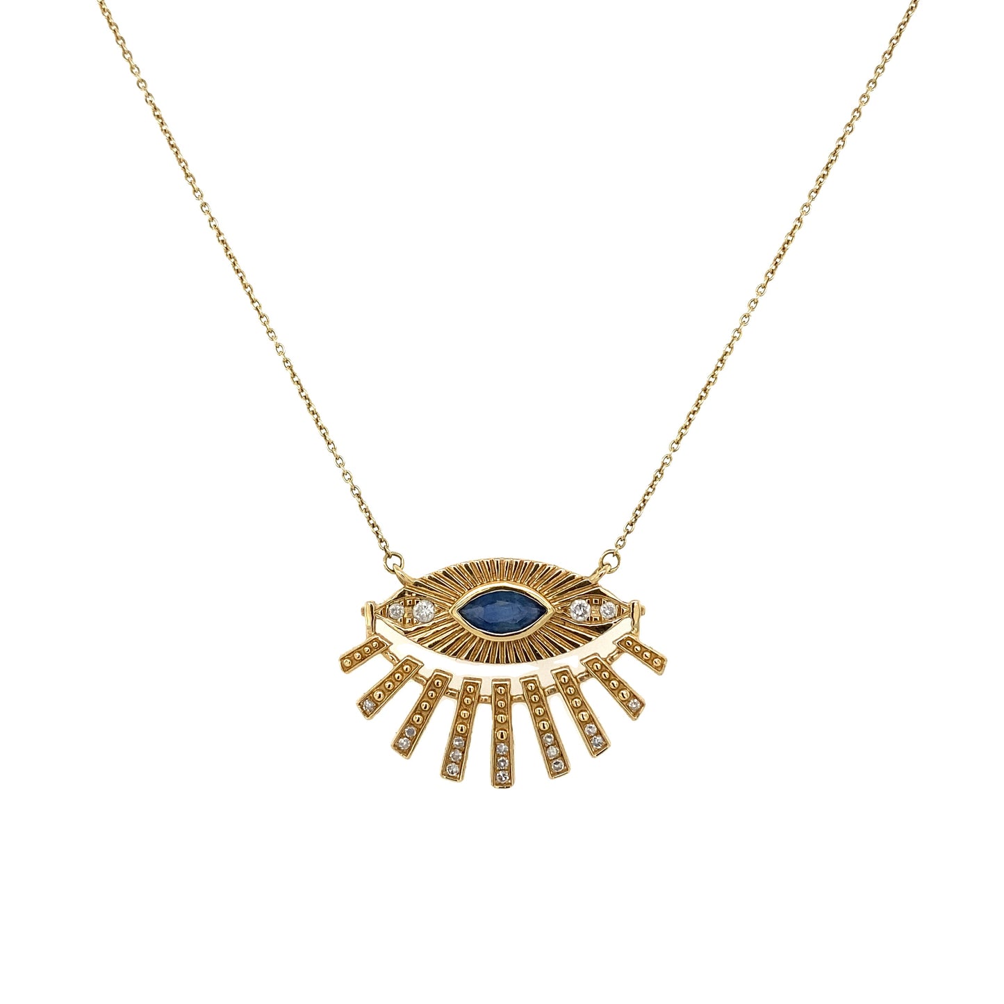Blue Sapphire, Diamond & Gold Evil Eye Necklace