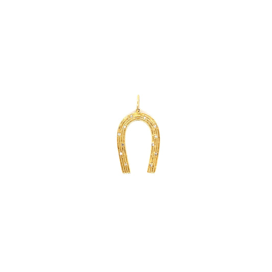 Gold & Diamond Horseshoe Charm
