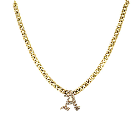 Gold Diamond Initial Necklace