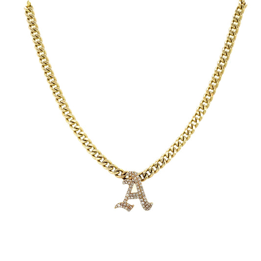 Gold & Diamond Initial Link Necklace