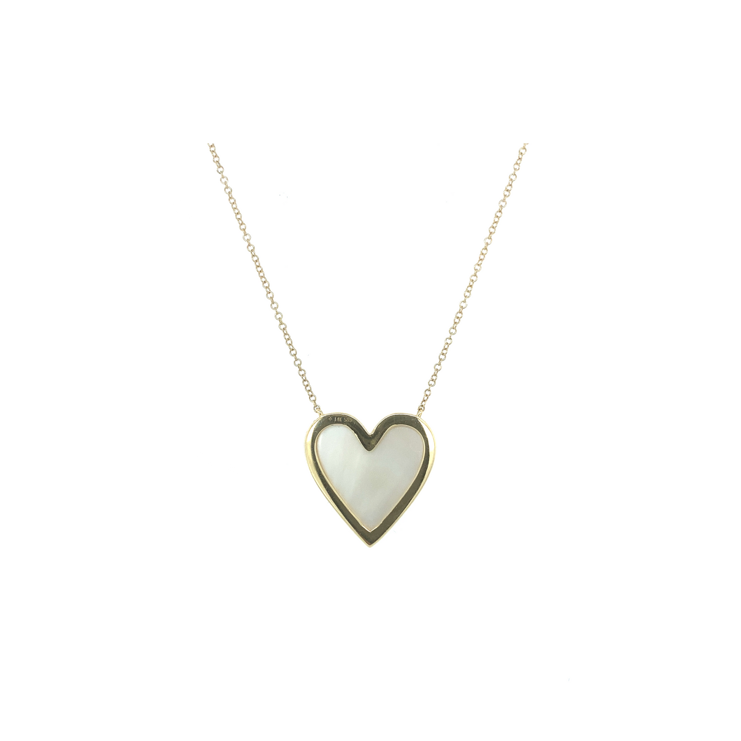 Mother of Pearl, Diamond & Gold Heart Necklace