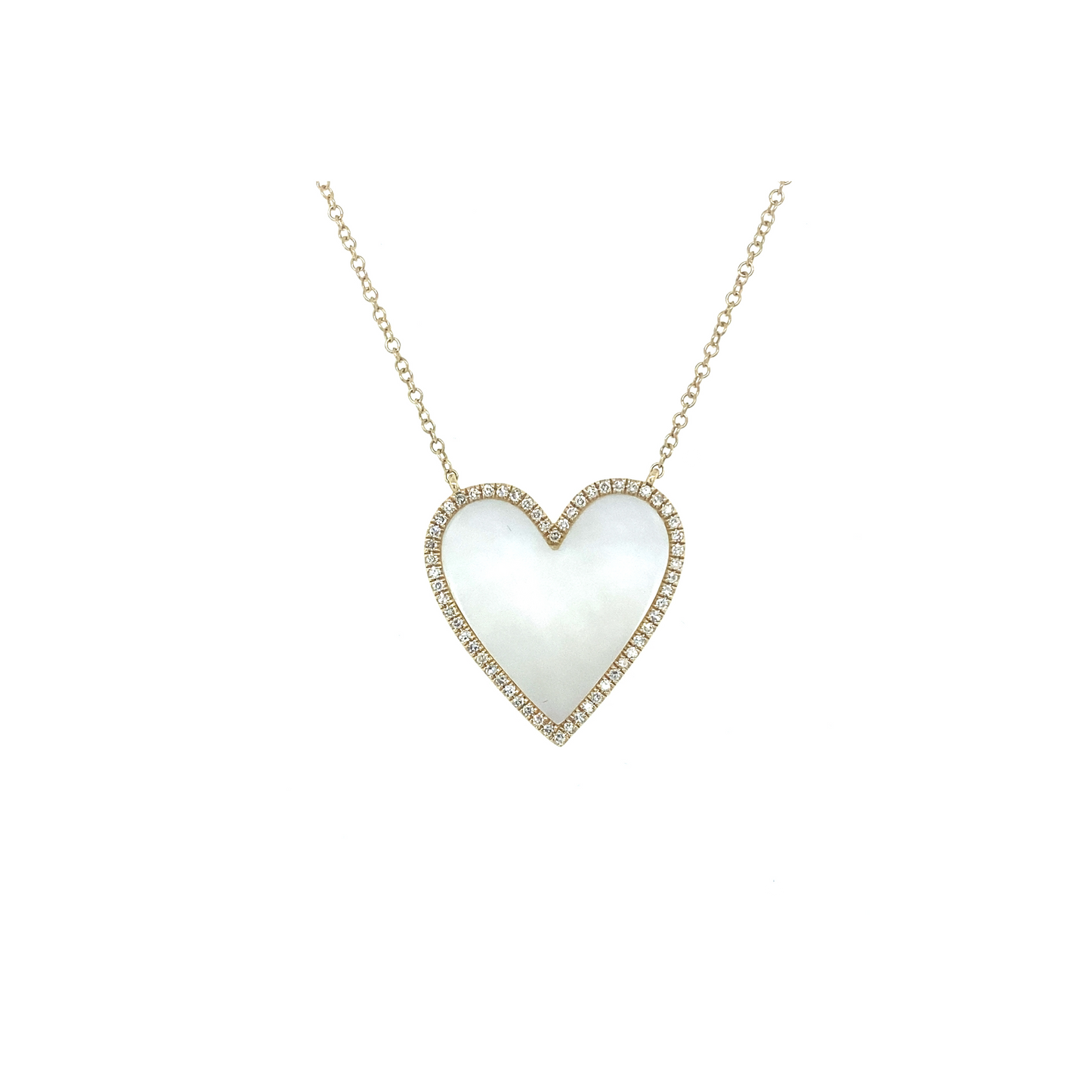 Mother of Pearl, Diamond & Gold Heart Necklace