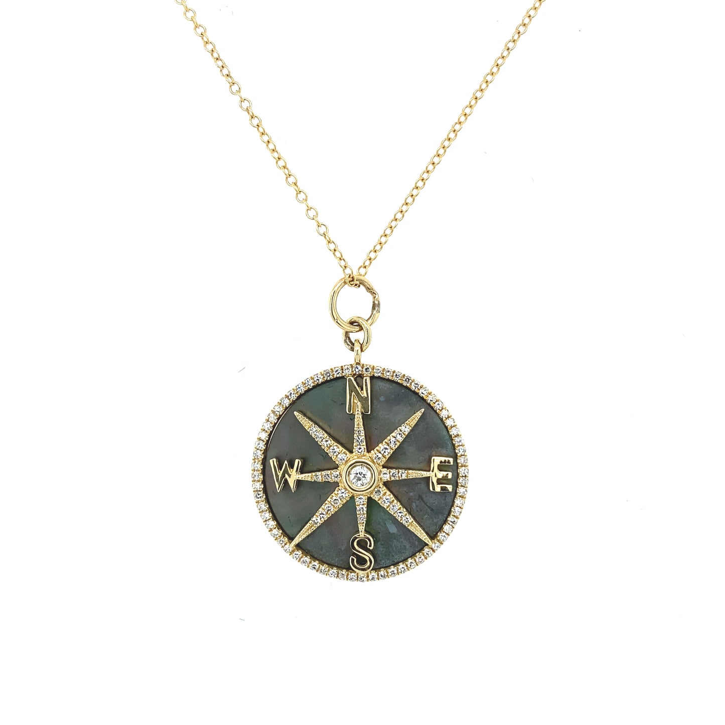 Gold & Diamond Compass Necklace