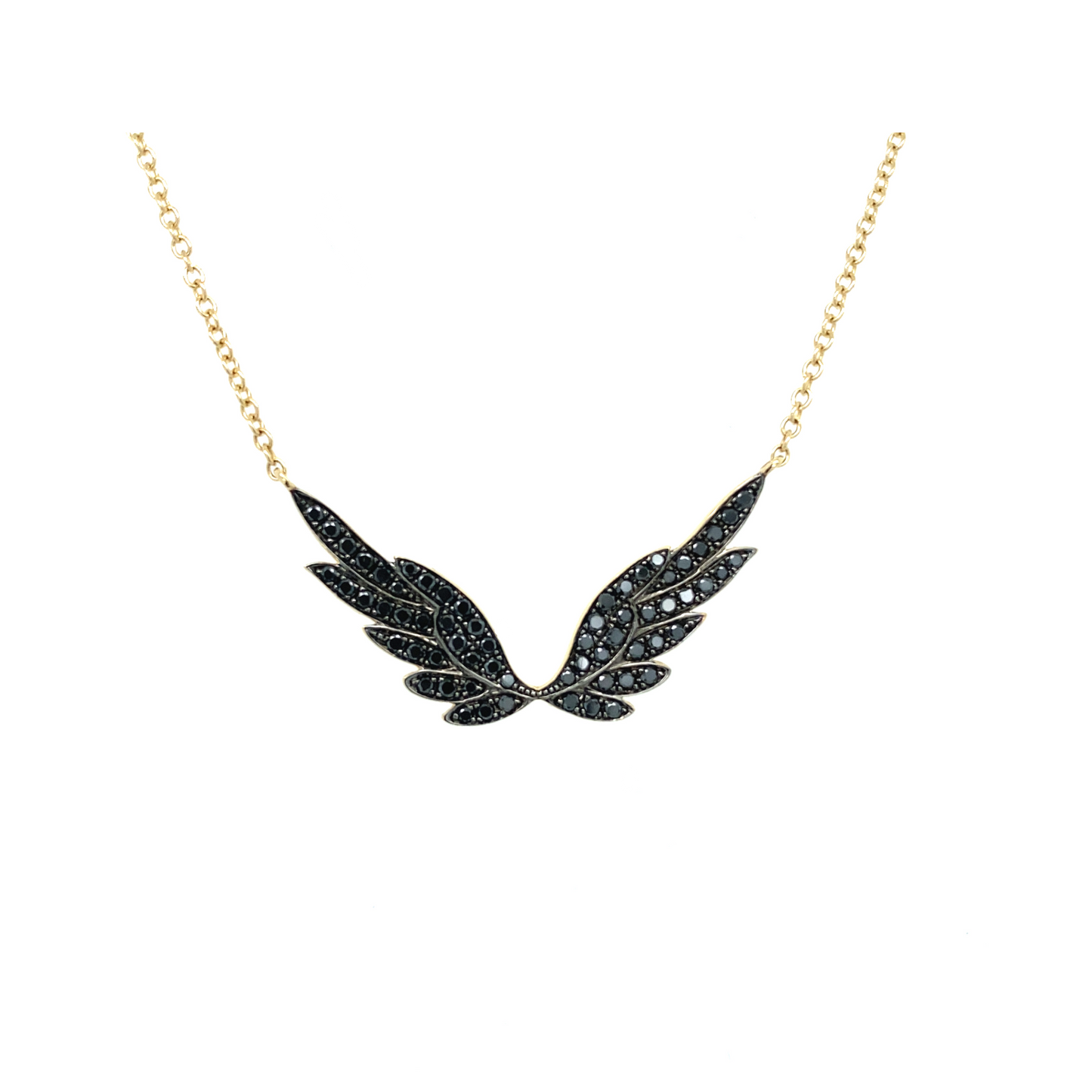 Black Diamond & Gold Wing Necklace