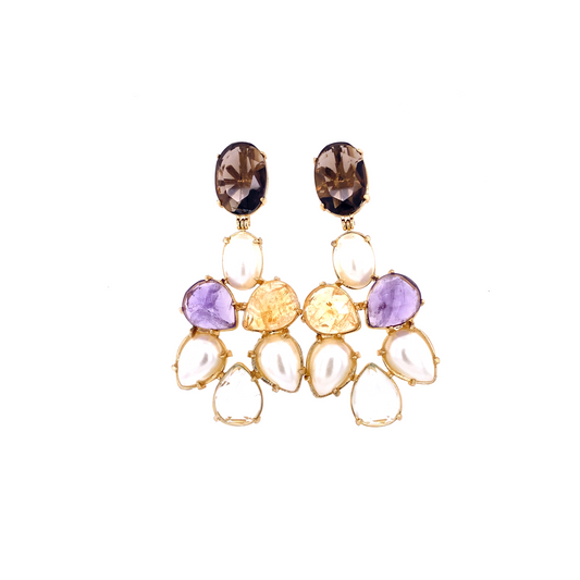 Gold & Multi-Stone Drop Earrings