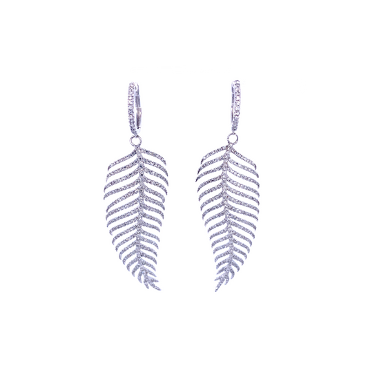 Diamond & White Gold Leaf Earrings