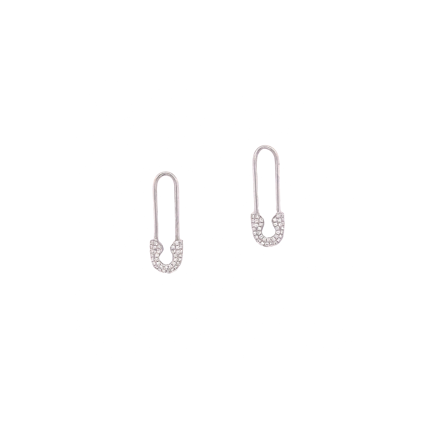 Diamond & White Gold Safety Pin Earrings
