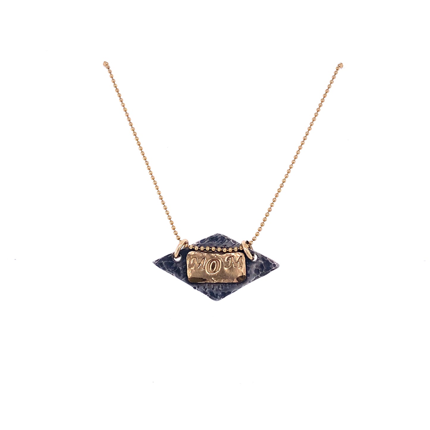 "MOM" Oxidized and Rose Gold Necklce