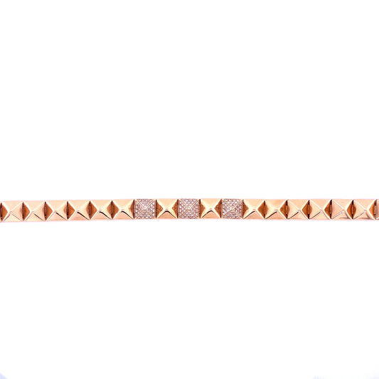 Diamond & Rose Gold Pyramid Bracelet
