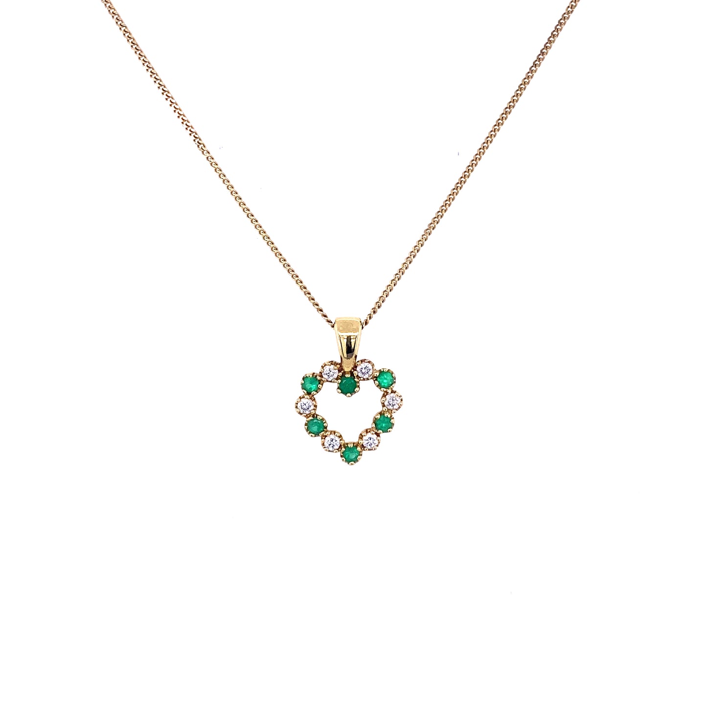 Diamond, Emerald & Gold Heart necklace