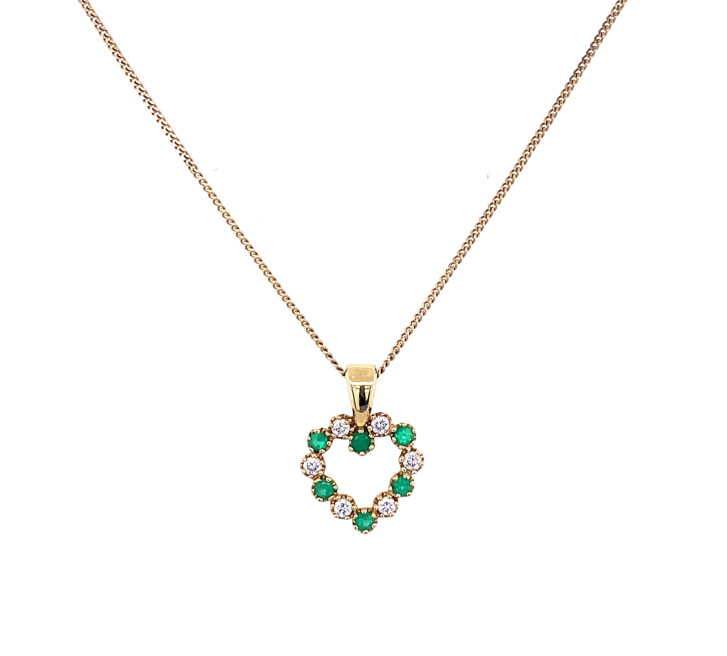 Diamond, Emerald & Gold Heart Necklace