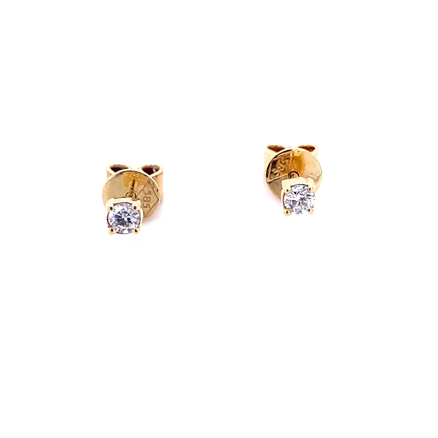 Gold & Diamond Square Stud Earrings