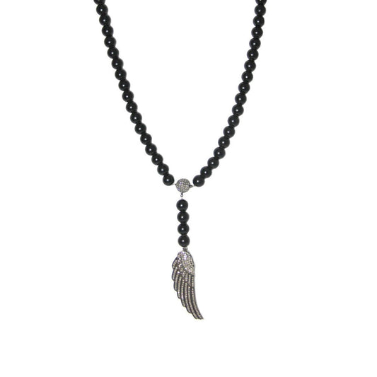 Diamond & Black Onyx Station Wing Necklace