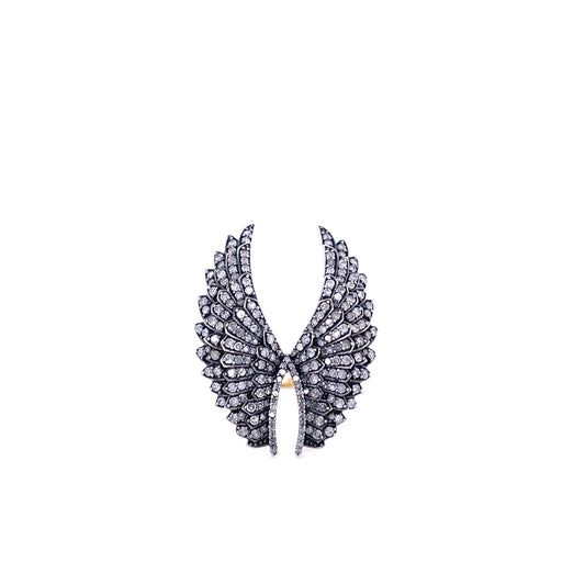 Diamond & Black Rhodium Wing Ring