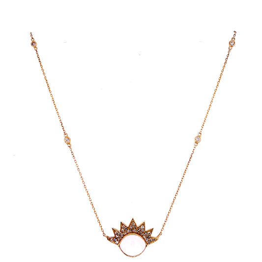 Diamond & Gold Moonstone Necklace