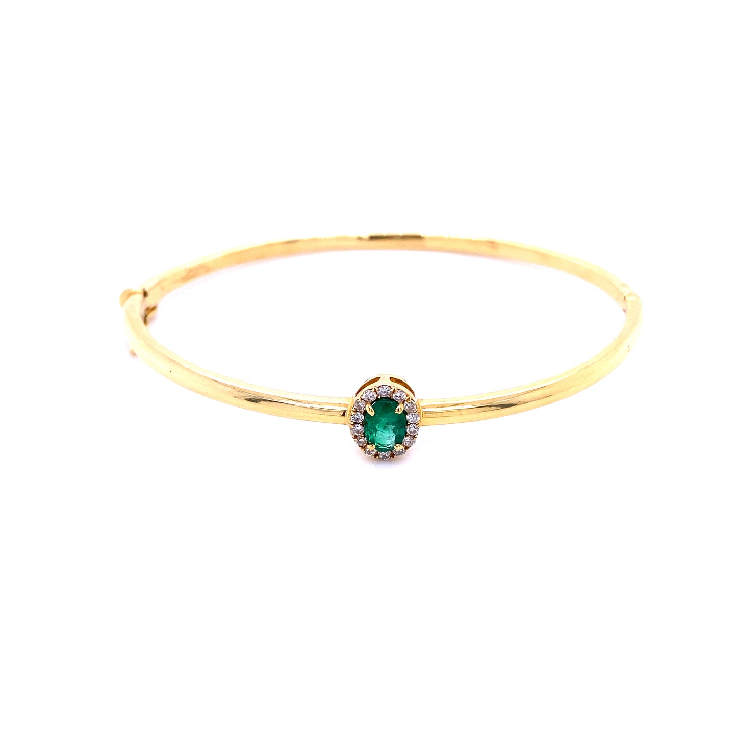 Gold & Diamond Oval Emerald Cuff Bracelet