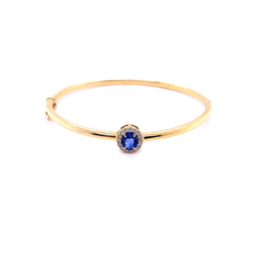 Diamond, Gold & Blue Sapphire Cuff Bracelet