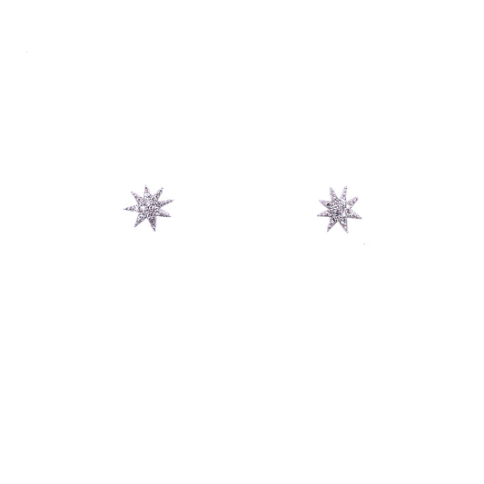 Diamond & White Gold Star Stud Earrings