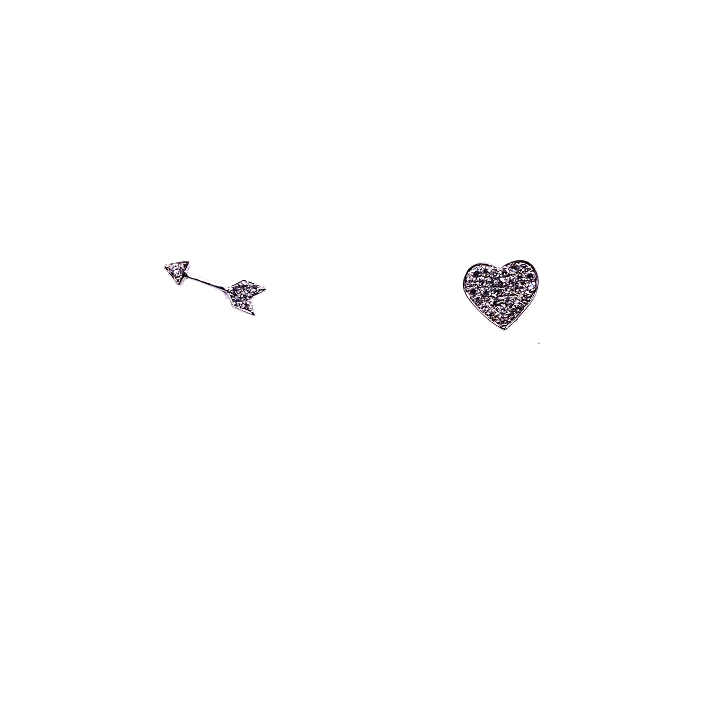 White Gold & Diamond Heart and Arrow Stud Earring