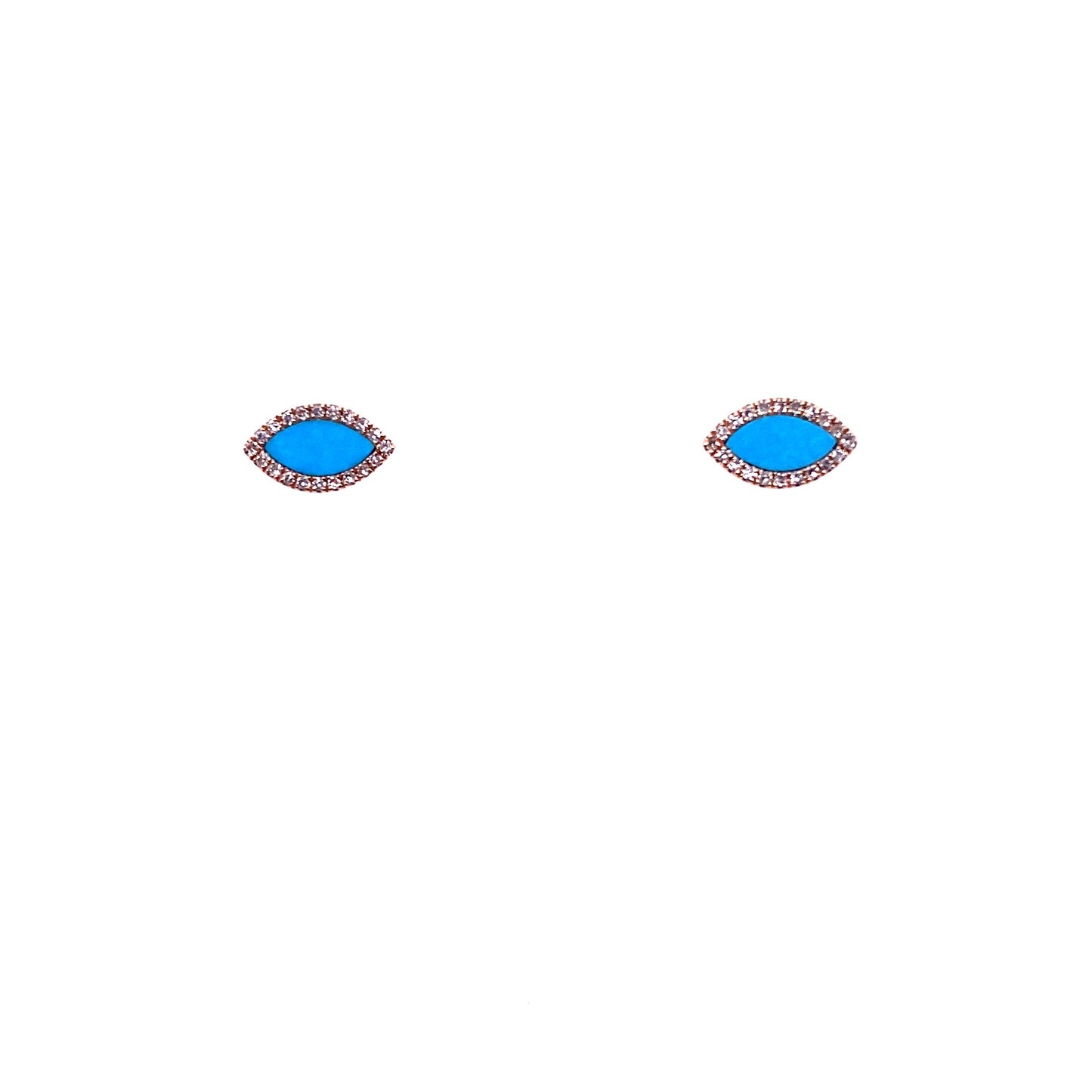 Diamond, Rose Gold & Turquoise Evil Eye Stud Earrings