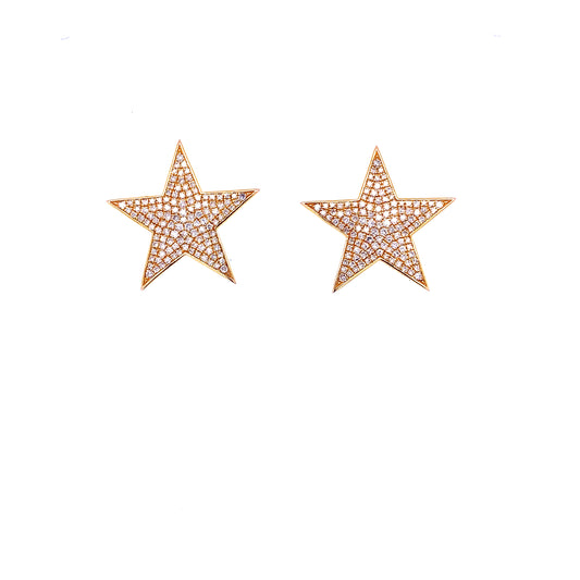 Diamond & Gold Star Stud Earrings