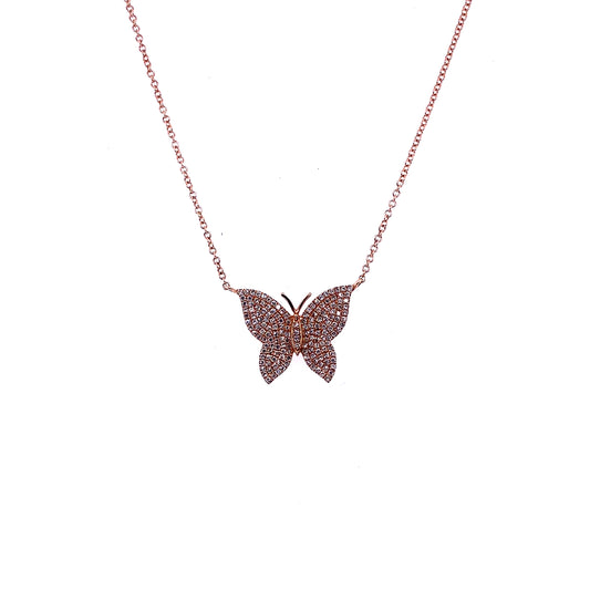 Diamond & Rose Gold Butterfly Necklace