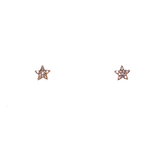Diamond & Gold Star Stud Earrings