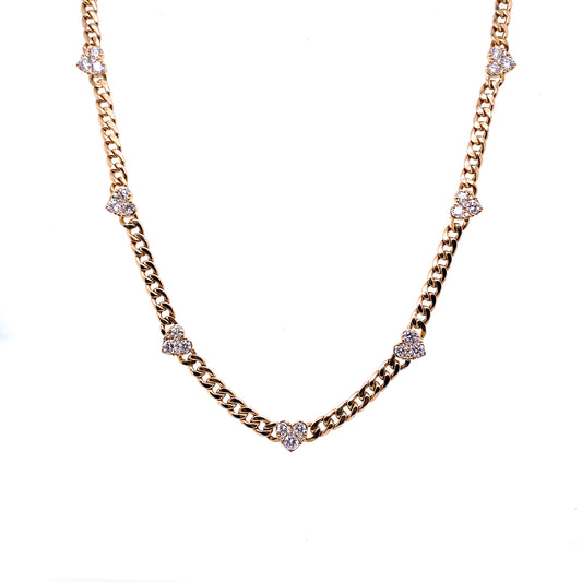 Gold & Diamond Heart Link Necklace