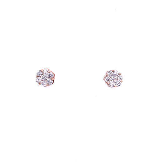 Diamond & Gold Flower Stud Earrings
