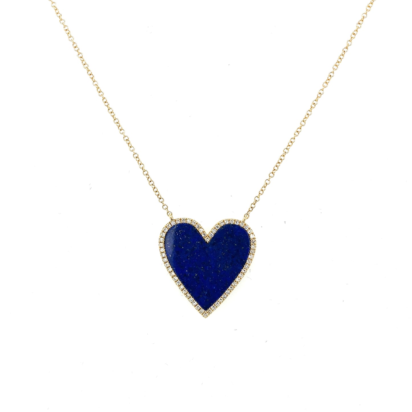 Gold & Diamond Lapis Heart Necklace