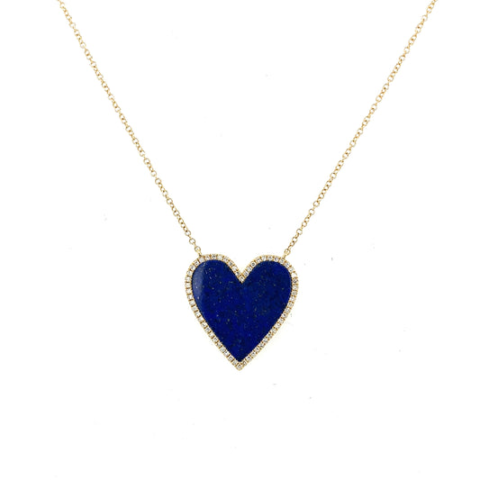 Lapis Lazuli, Diamond & Gold Heart Necklace