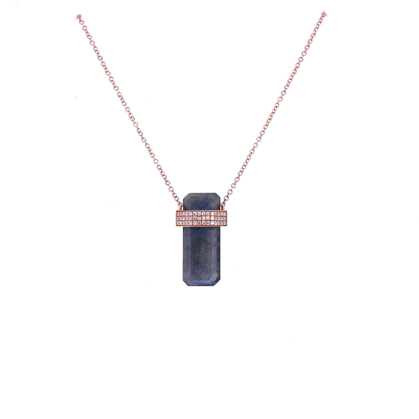 Rose Gold & Diamond Labradorite Necklace
