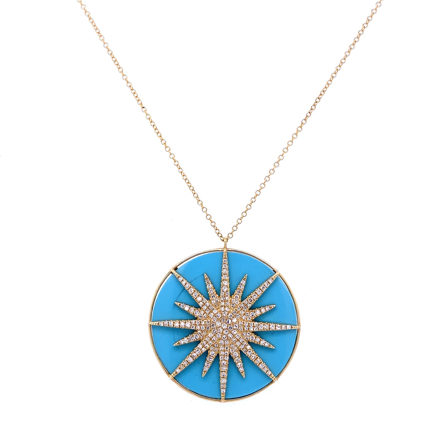 Gold & Diamond Turquoise Starburst Necklace