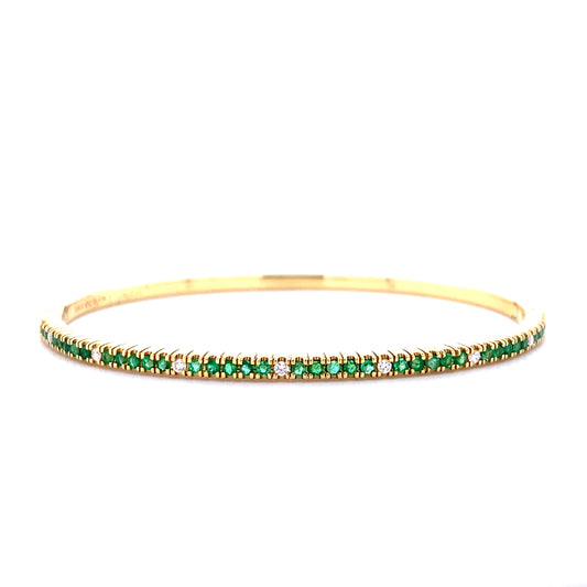 Emerald, Diamond & Gold Cuff Bracelet