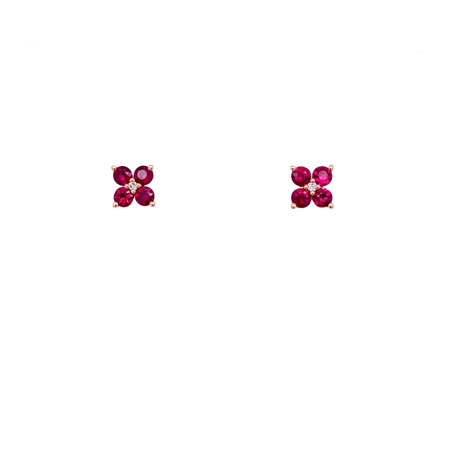 Rose Gold & Ruby Flower Earring