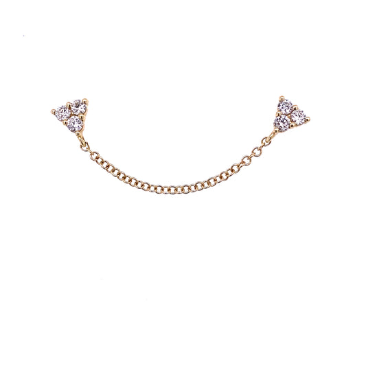 Diamond & Gold Triangle Chain Earring