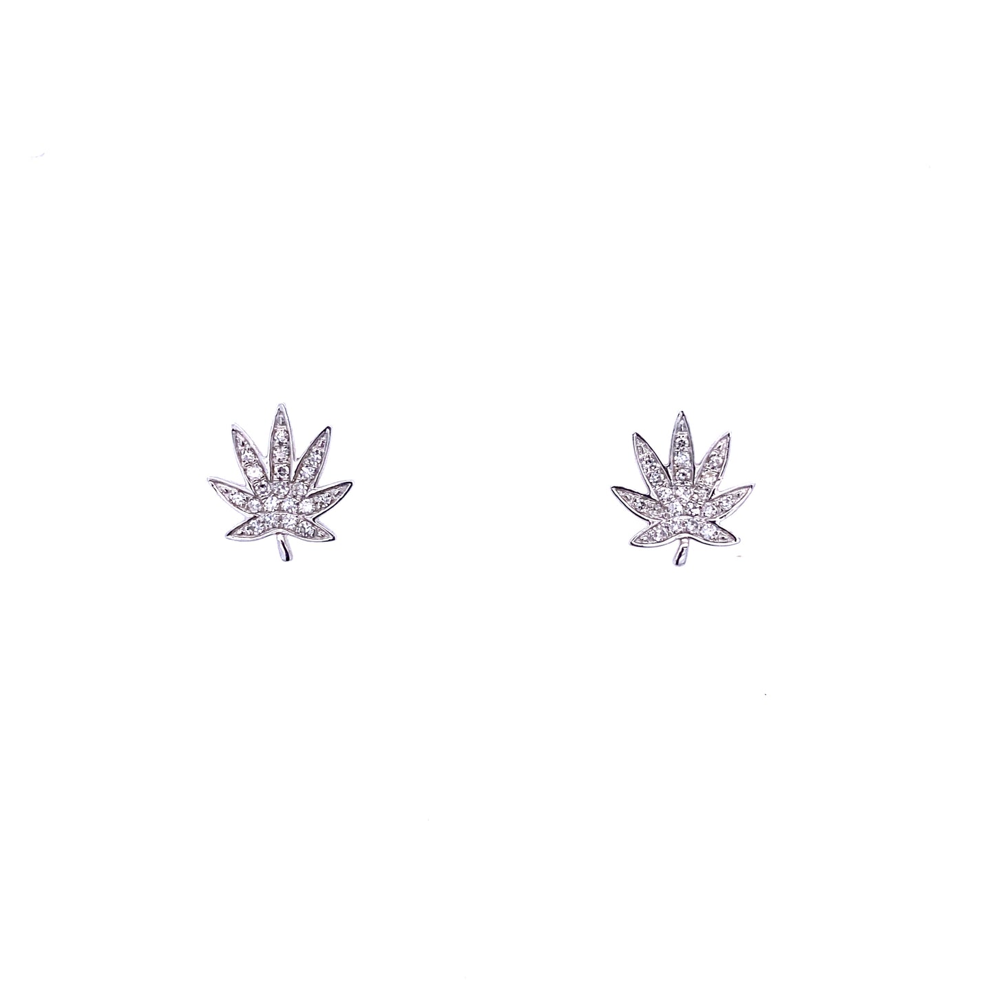 White Gold & Diamond Leaves Earring