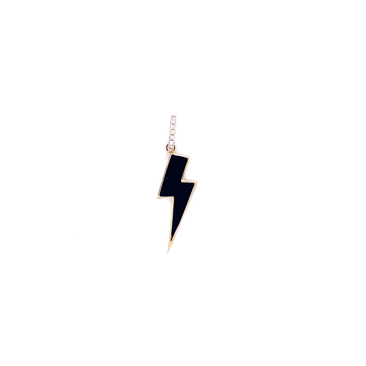 Gold & Diamond Black Enamel Lightning Pendant
