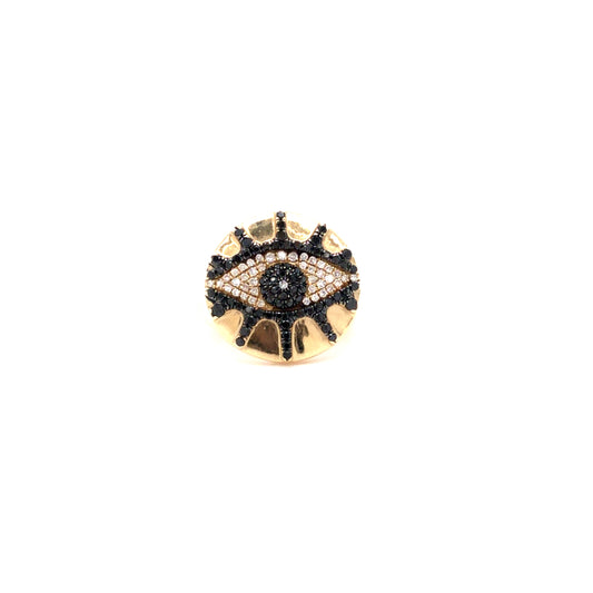Diamond & Gold Evil Eye Pinky Ring