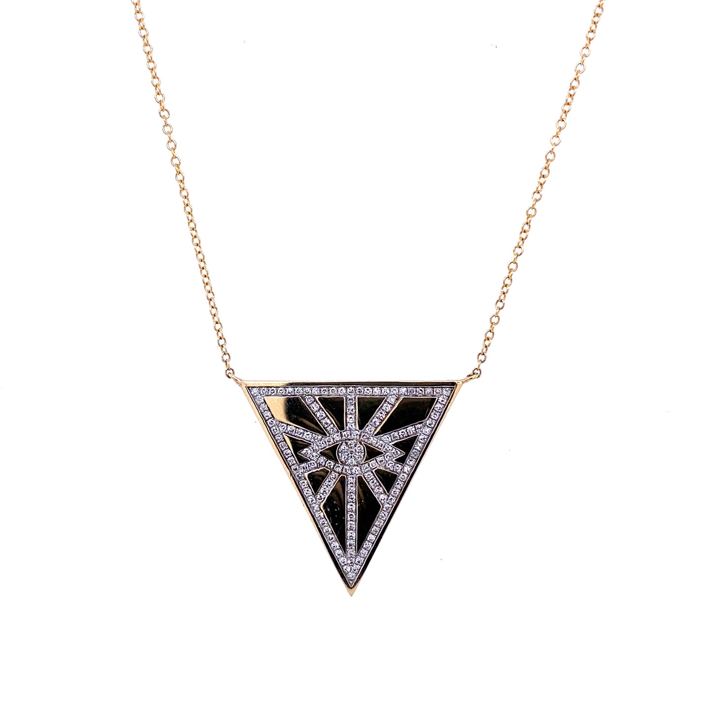 Diamond & Gold Evil Eye Pyramid Necklace