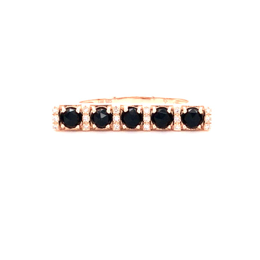 Black Onyx, Diamond & Rose Gold Bar Ring