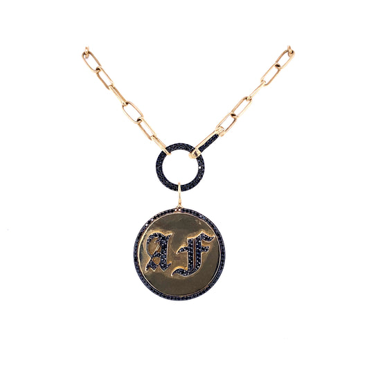 Black Diamond & Gold Charm Holder Chain Necklace