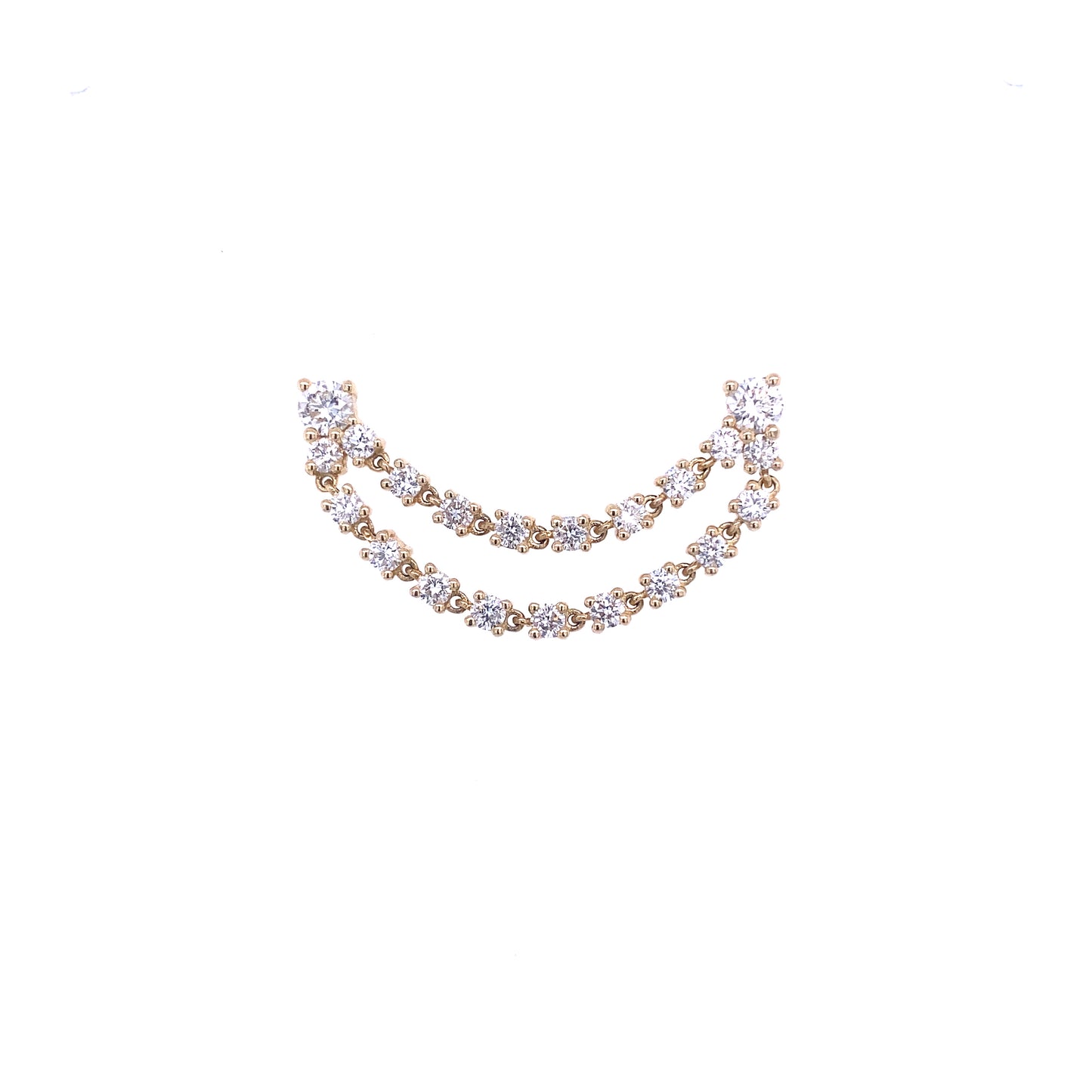 Diamond & Gold Double Chain Dangle Earring