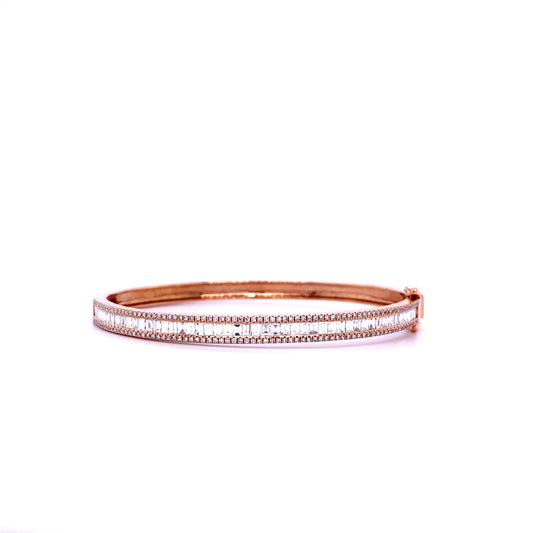 Diamond & Rose Gold Baguette Cuff Bracelet