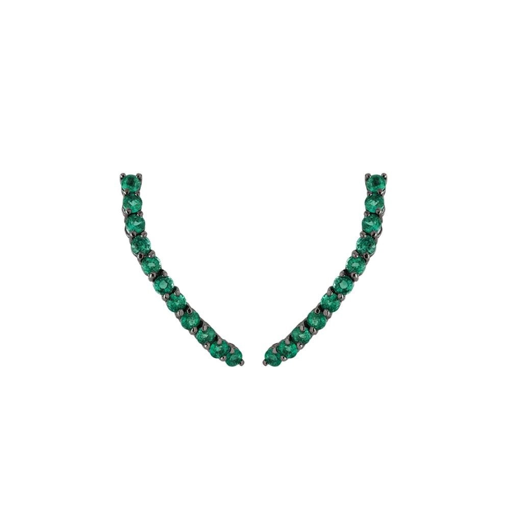 Black Rhodium & Emerald Stud Earrings