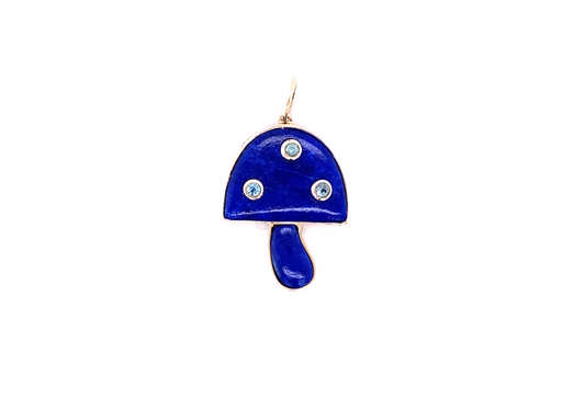 Lapis Lazuli & Blue Sapphire Mushroom Charm