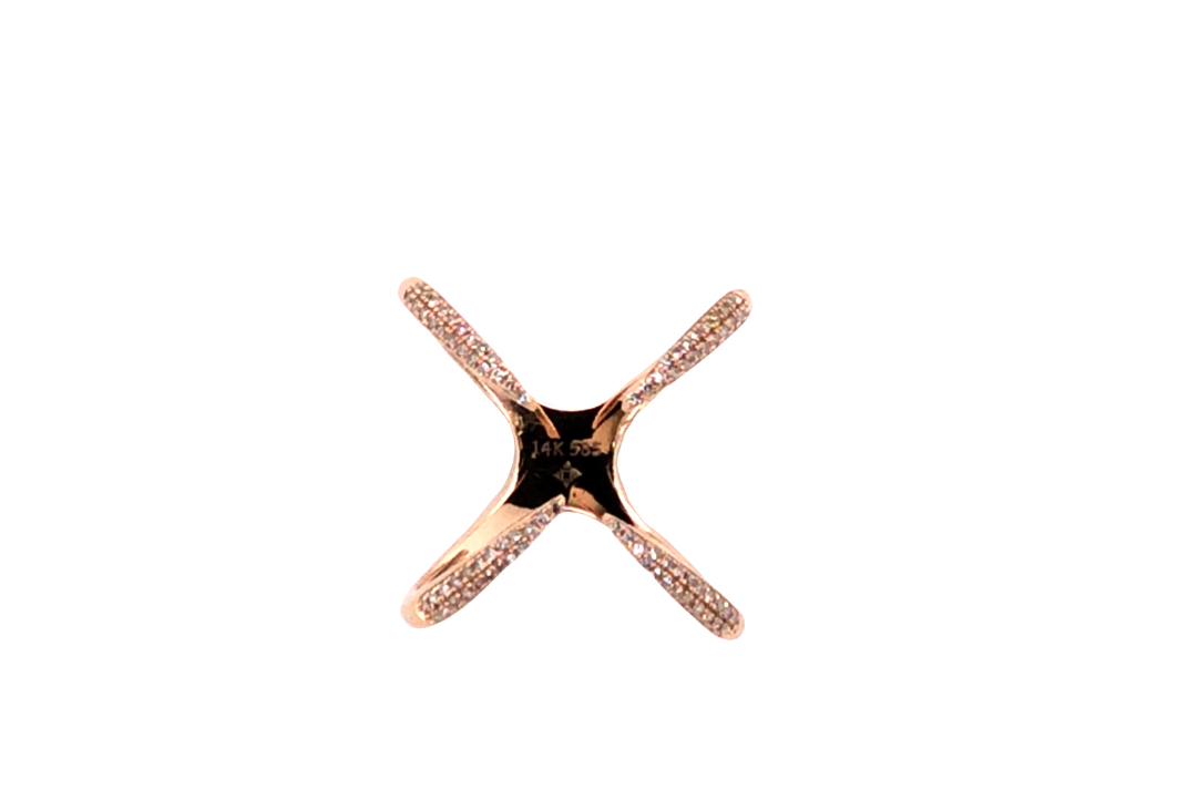 Diamond & Rose Gold Open X Ring