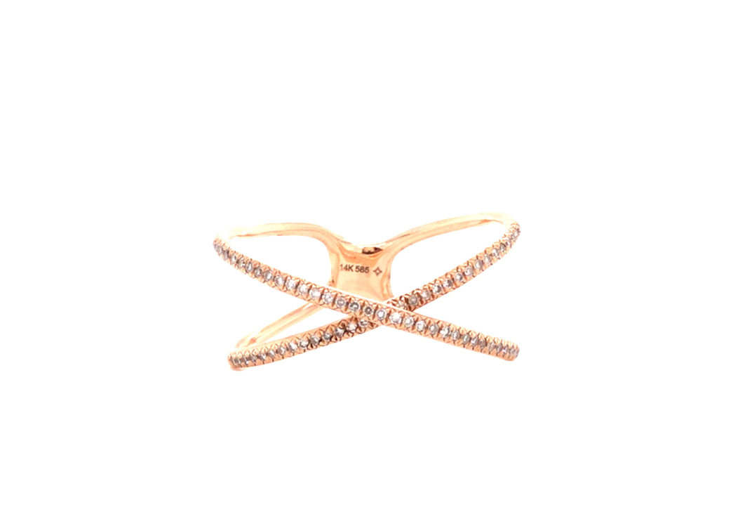 Diamond & Rose Gold Criss Cross Ring