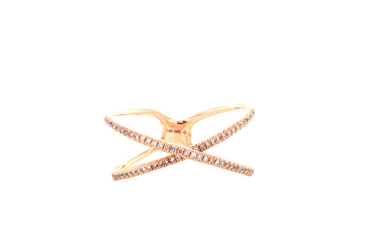 Diamond & Rose Gold Criss Cross Ring