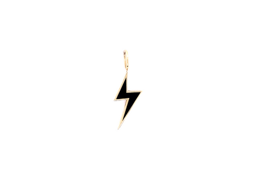 Gold & Black Onyx Lightning Bolt Charm